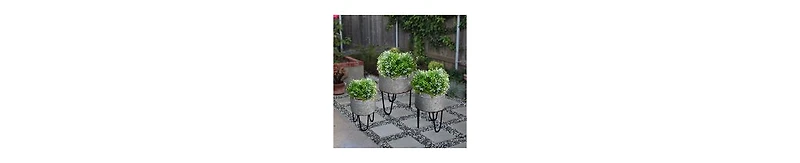 Industrial Planter Set – 3 Galvanized Tubs with Hairpin Metal Legs