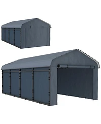 Outsunny 12' x 20' Metal Carport with Metal Roof and Removable Sidewalls