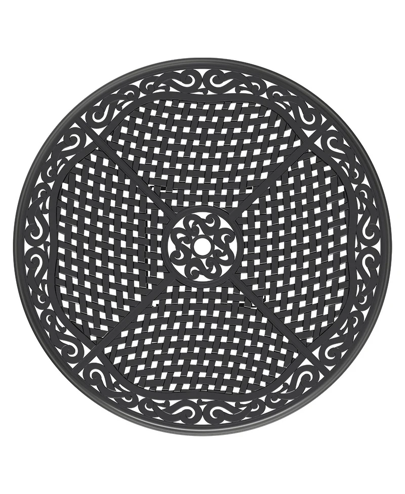 Streamdale 7-pc Cast Aluminum Dining Set, 6 Swivel Chairs, 48" Round Table, Black Frame