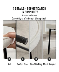 Dyhome Dining Chairs with Curved Backrest, Modern Fabric Upholstered Boucle Kitchen Dining Room Chairs Set of 2