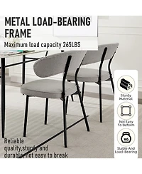 Dyhome Dining Chairs with Curved Backrest, Modern Fabric Upholstered Boucle Kitchen Room Set of 2