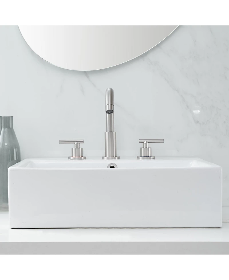 8 in. Widespread 2-Handle Mid-Arc Bathroom Faucet with Valve and cUPC Water Supply Lines in Brushed Gold