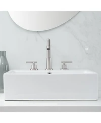 8 in. Widespread 2-Handle Mid-Arc Bathroom Faucet with Valve and cUPC Water Supply Lines in Brushed Gold