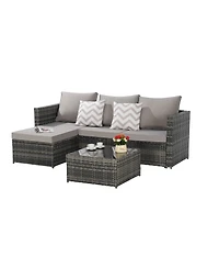 Streamdale 2-Piece Wicker Patio Set, L-Shaped, Ottoman, Lounger Table