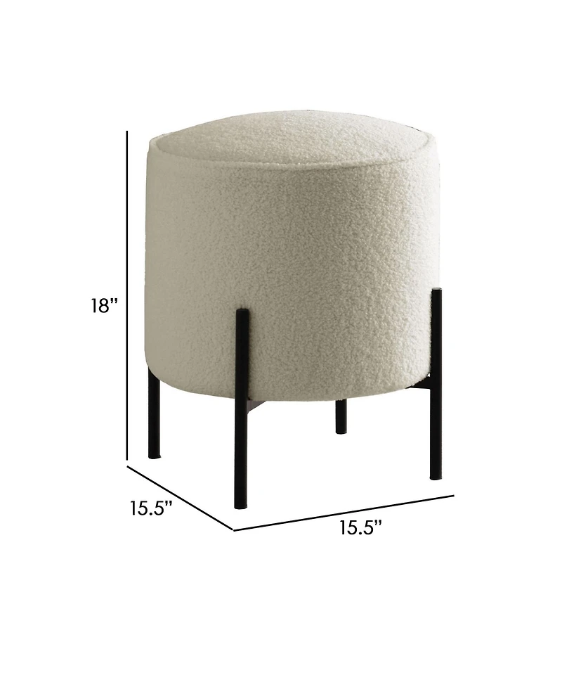 Modern Foam Ottoman with Faux Sheepskin and Matte Metal Legs