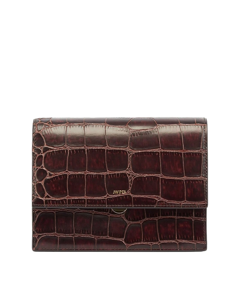 Jw Pei Mini Flap Croc Crossbody Bag