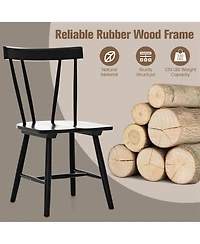 Dining Chairs Set of 2 Windsor Chairs Wood Armless Chairs with Solid Rubber Wood