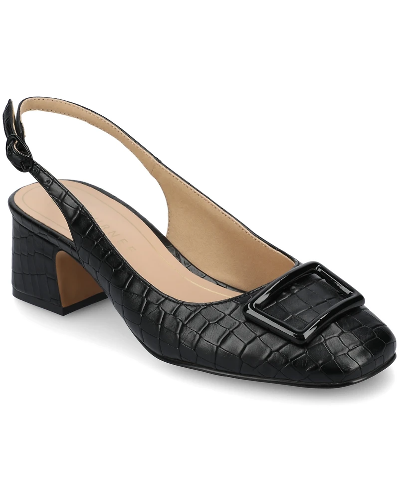 Journee Collection Women's Everlee Square Toe Slingback Pumps