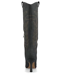 Journee Collection Women's Laramie Embroidery Detail Knee High Western Boots