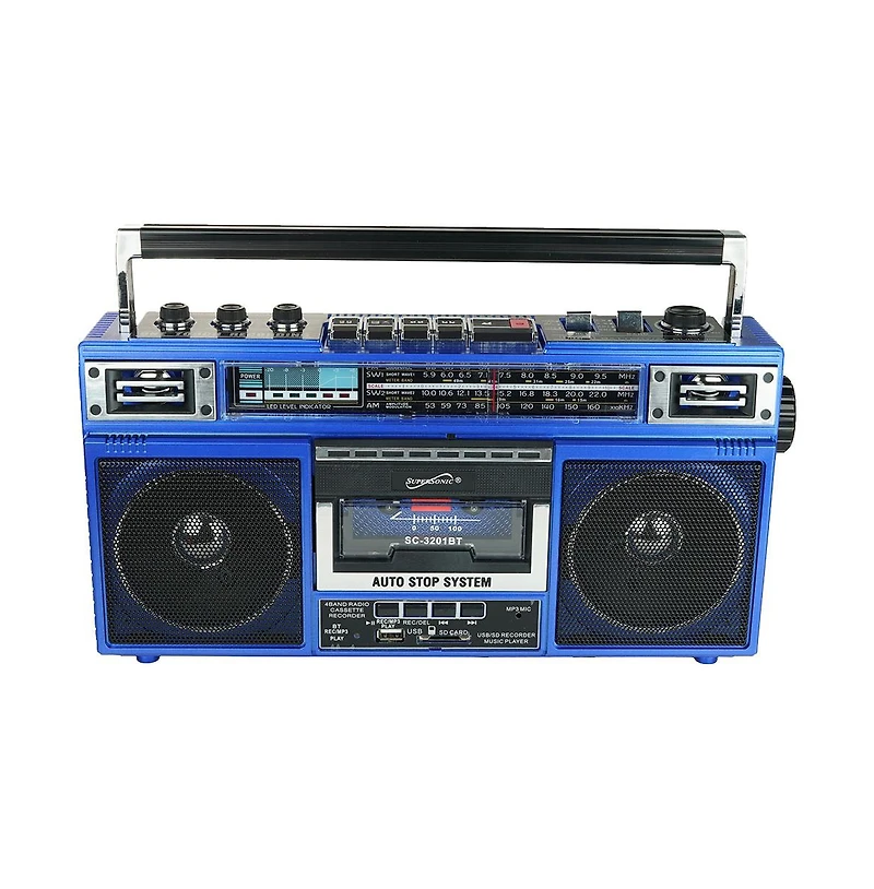 Retro 4-Band Radio and Cassette Player with Bluetooth
