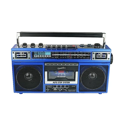 Retro 4-Band Radio and Cassette Player with Bluetooth
