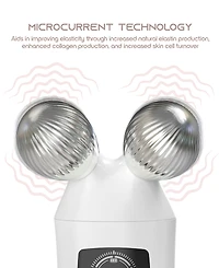 Tzumi 2-in-1 Microcurrent Facial Device Led Red Light Therapy Uplifter, Rechargeable Face Massager Tool