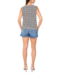 Vince Camuto Women's Printed Faux-Wrap Sleeveless Top