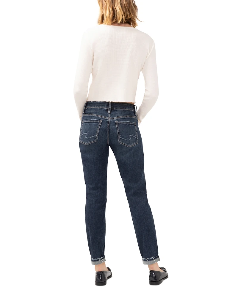 Silver Jeans Co. Women's Boyfriend Mid Rise Slim-Leg