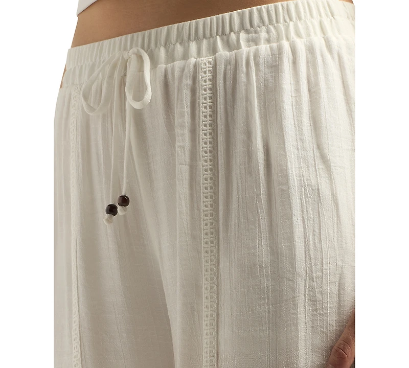 Bcx Juniors' Gauzy Textured-Trim Wide-Leg Pants