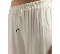 Bcx Juniors' Gauzy Textured-Trim Wide-Leg Pants