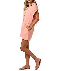 O'Neill Juniors' Kamilla Rolled-Cuff Button-Front Romper