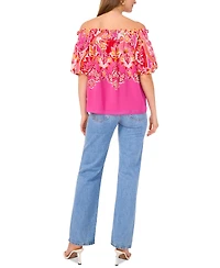 Sam & Jess Women's Printed Smocked Off-The-Shoulder Top