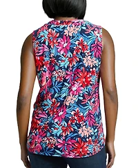 Jones New York Women's Garden Print Sleeveless V-Neck Top