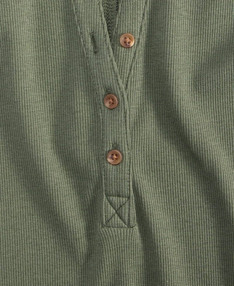 On 34th Women's Roll Cuff Rib-Knit Henley T-Shirt, Exclusively at Macy's