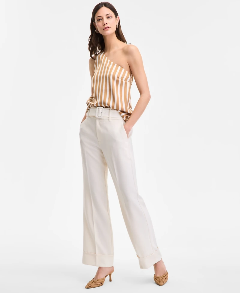 I.n.c. International Concepts Women's Striped One-Shoulder Top, Exclusively at Macy's