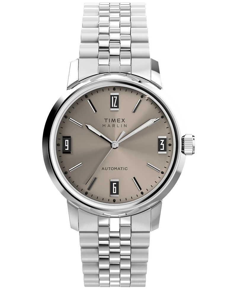 Timex Men's Mechanical Automatic Silver-Tone Stainless Steel Watch, 40mm