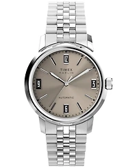 Timex Men's Mechanical Automatic Silver-Tone Stainless Steel Watch, 40mm