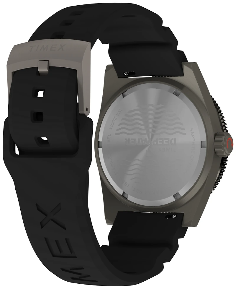 Timex Men's Analog Black Rubber Strap Watch, 41mm