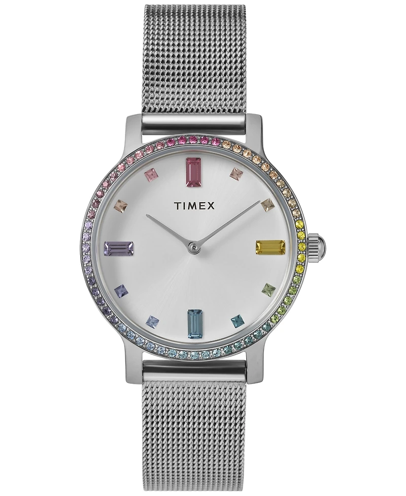 Timex Women's Analog Silver-Tone Stainless Steel Watch, 31mm
