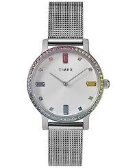 Timex Women's Analog Silver-Tone Stainless Steel Watch, 31mm