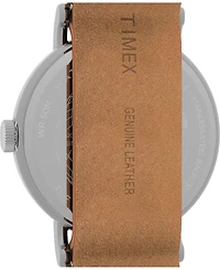 Timex Men's Analog Brown Leather Strap Watch, 40mm