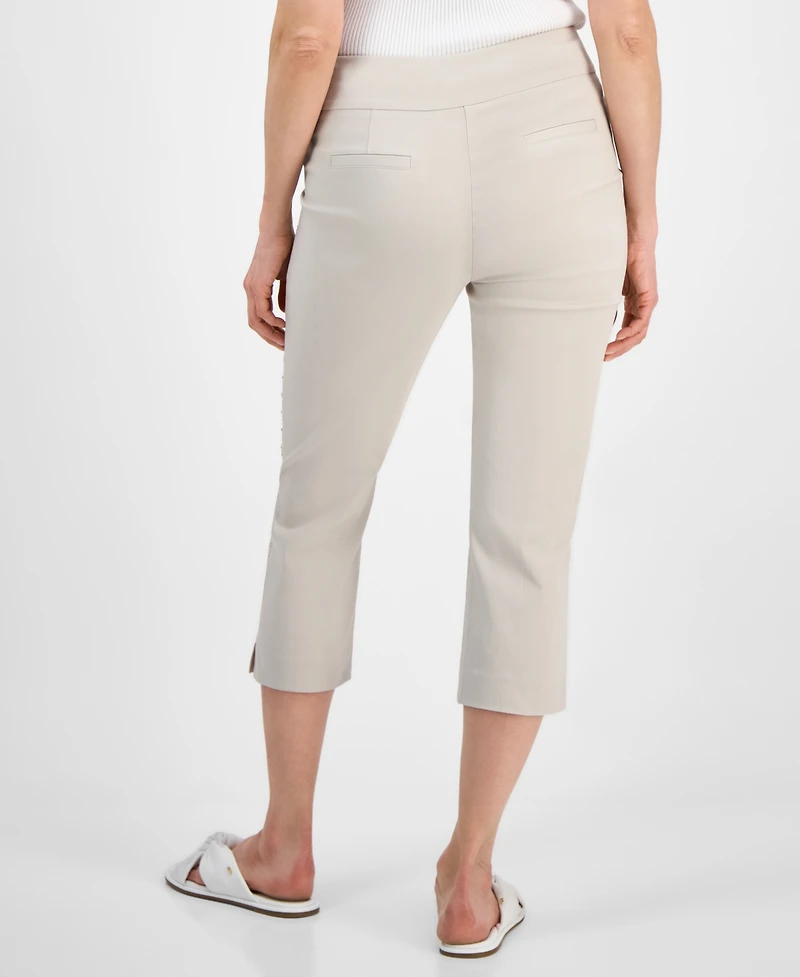 Jm Collection Women's Rhinestone Pull-On Capri Pants, Exclusively at Macy's