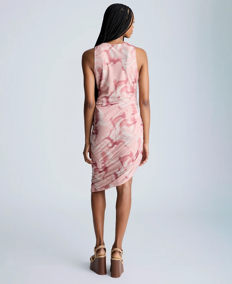 Kenneth Cole Women's Printed Ruched Asymmetrical-Hem Tank Dress