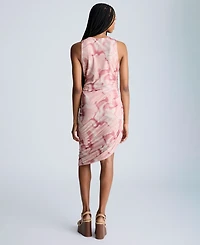 Kenneth Cole Women's Printed Ruched Asymmetrical-Hem Tank Dress