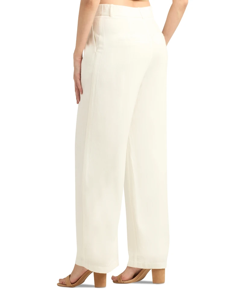 Bcx Juniors' Pleat-Front Mid-Rise Wide-Leg Pants