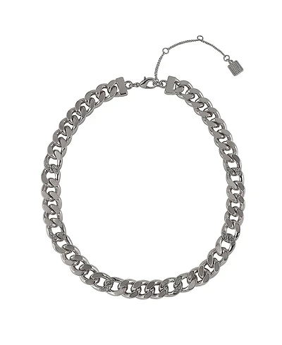 Laundry by Shelli Segal Silver Tone Chunky Chain Necklace with Pave Stones