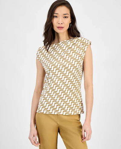 I.n.c. International Concepts Petite Cotton Printed Off-Shoulder Top, Exclusively at Macy's