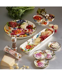 Mackenzie-Childs White Flower Market Appetizer Plates, Set of 4