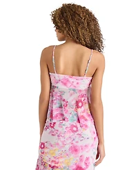 Steve Madden Women's Floral-Print Handkerchief-Hem Sleeveless Top