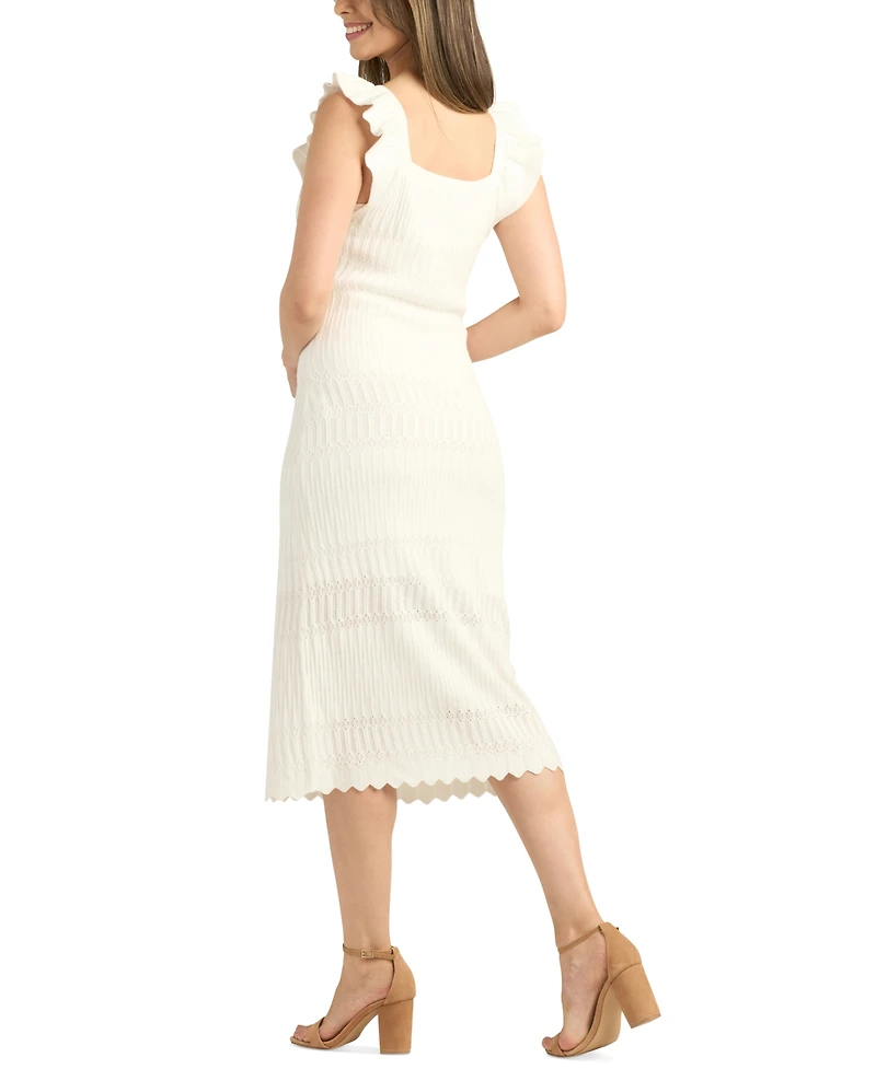 Bcx Juniors' Crochet Square-Neck Sleeveless Sweater Dress
