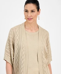 Jm Collection Petite Short-Sleeve Shine Cardigan, Exclusively at Macy's