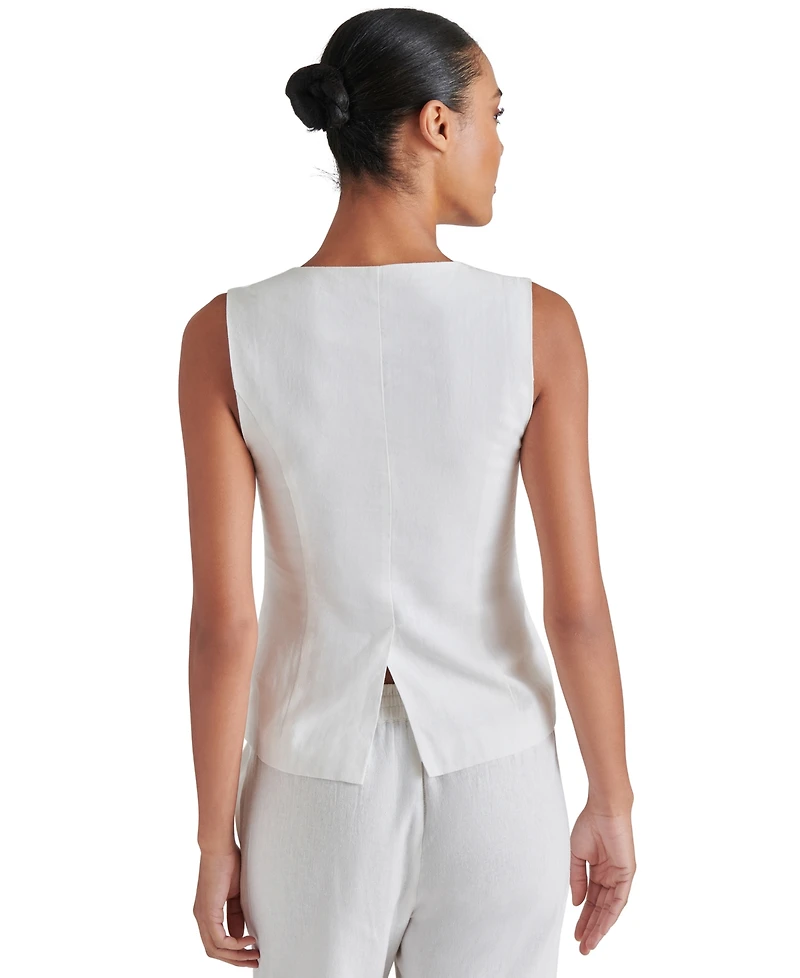 Steve Madden Women's Wesley Button-Front Linen-Blend Vest