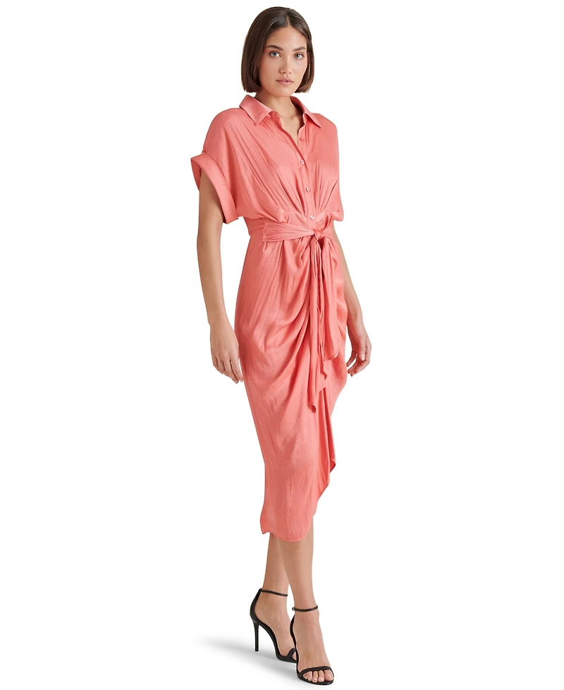 Steve Madden Women's Tori Tie-Front Midi Shirtdress