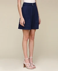 Avec Les Filles Women's Belted Linen-Blend Shorts