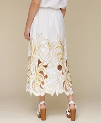 Avec Les Filles Women's Embroidered Midi Skirt