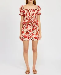 En Saison Womens Josie Crop Top Josie Belted Shorts