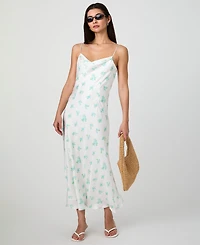 French Connection Women's Anna Fleur Satin Cowlneck Dress