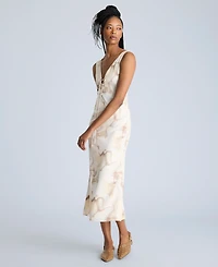 Kenneth Cole Women's Printed Tie-Detail Midi Dress