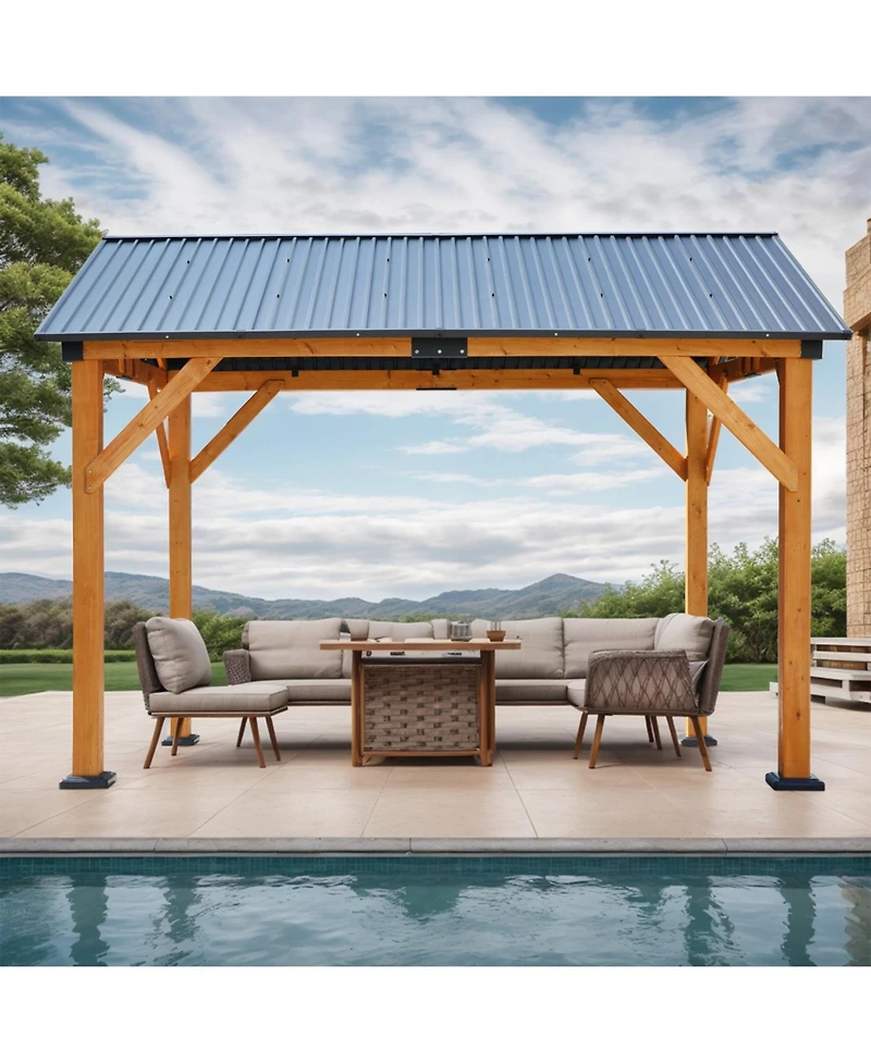 Streamdale Fir wood carport/gazebo, Steel roof, all-weather