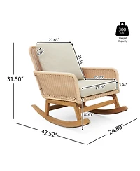 Streamdale Modern 3-piece outdoor set, rocking chairs, table, beige cushions